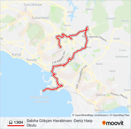 130H Bus Line Map