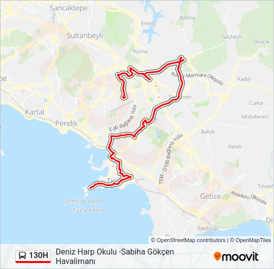 130H Bus Line Map