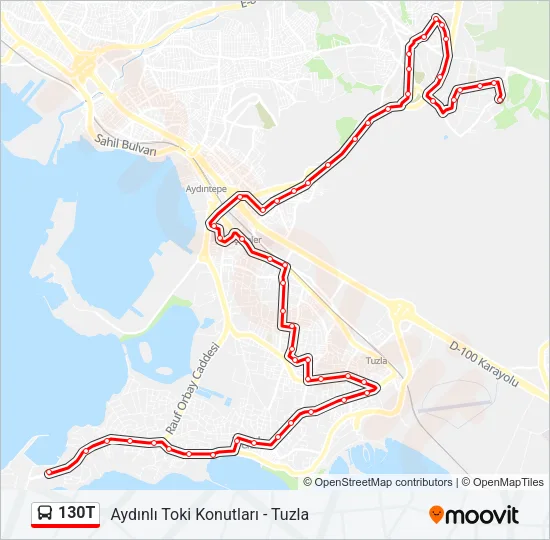 130T Bus Line Map