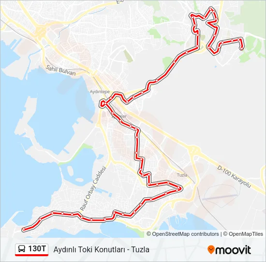 130T Bus Line Map