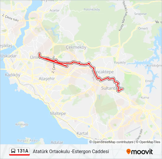 131A Bus Line Map