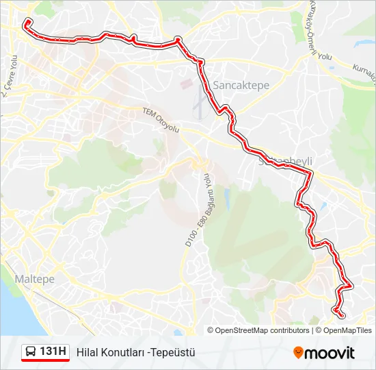 131H Bus Line Map