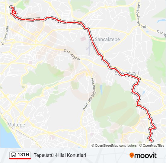 131H otobüs Hattı Haritası
