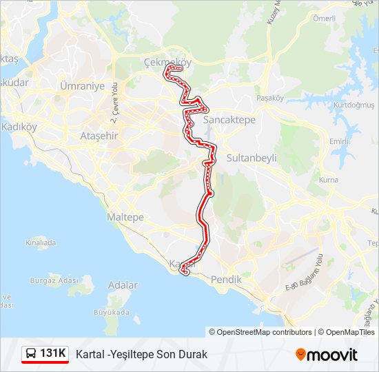 131K otobüs Hattı Haritası