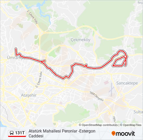 131T otobüs Hattı Haritası