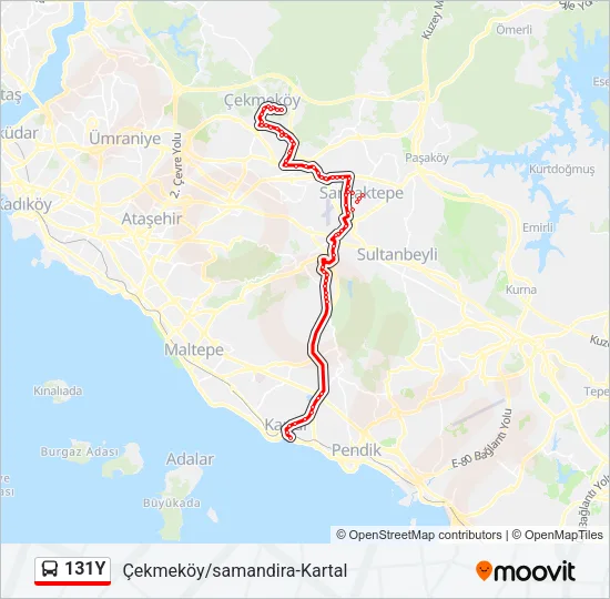 131Y Bus Line Map