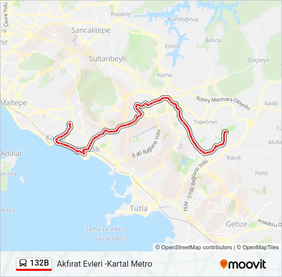 132B Bus Line Map