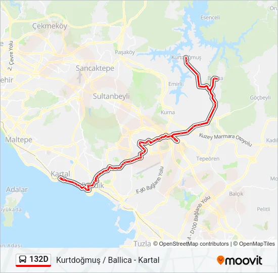 132D Bus Line Map