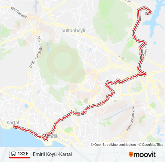 132E Bus Line Map