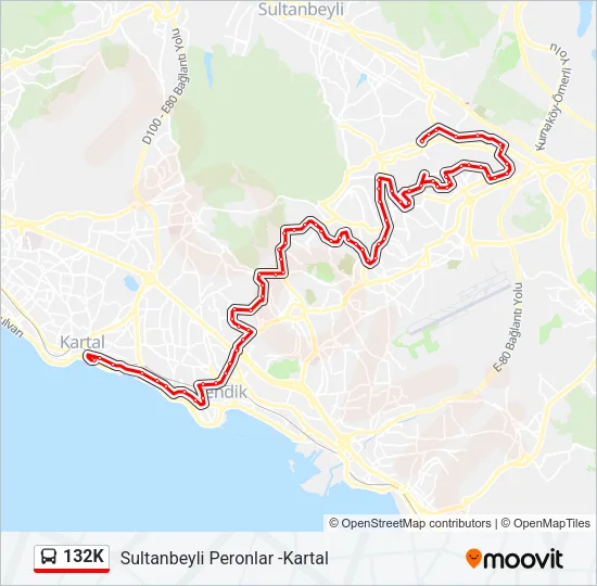 132K Bus Line Map