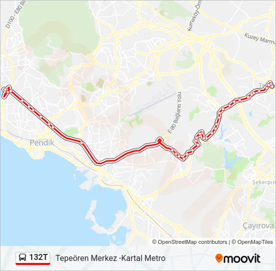132T Bus Line Map