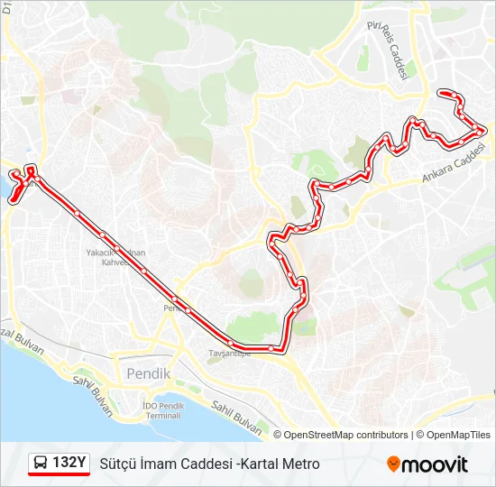 132Y Bus Line Map