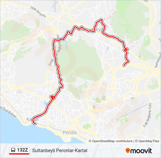 132Z bus Line Map