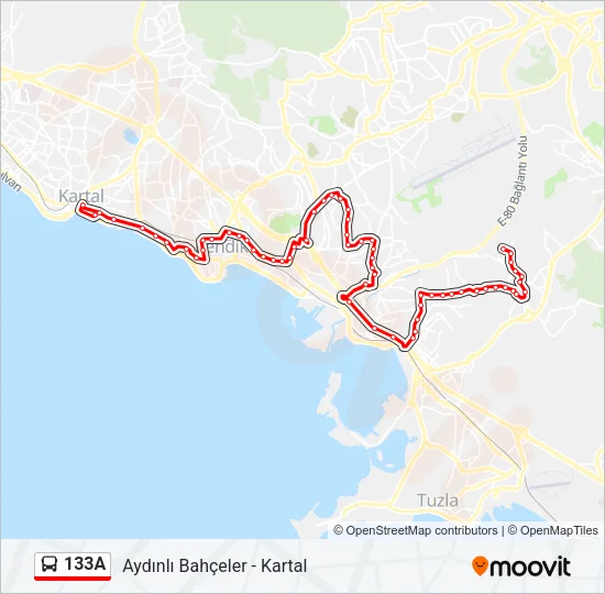 133A Bus Line Map