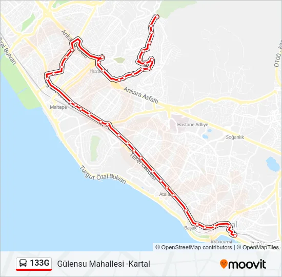 133G Bus Line Map