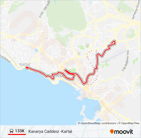133K Bus Line Map
