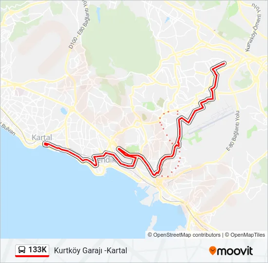 133K Bus Line Map