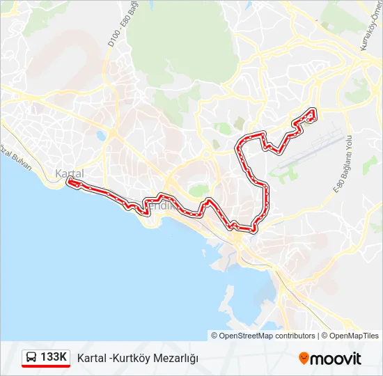 133K Bus Line Map