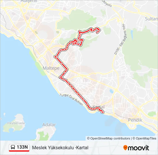 133N Bus Line Map