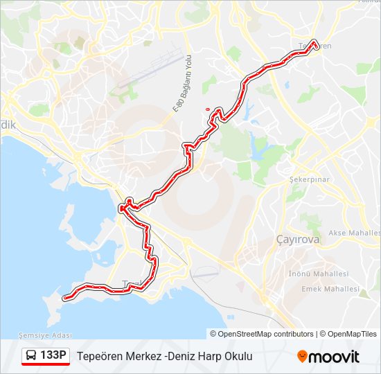 133P Bus Line Map