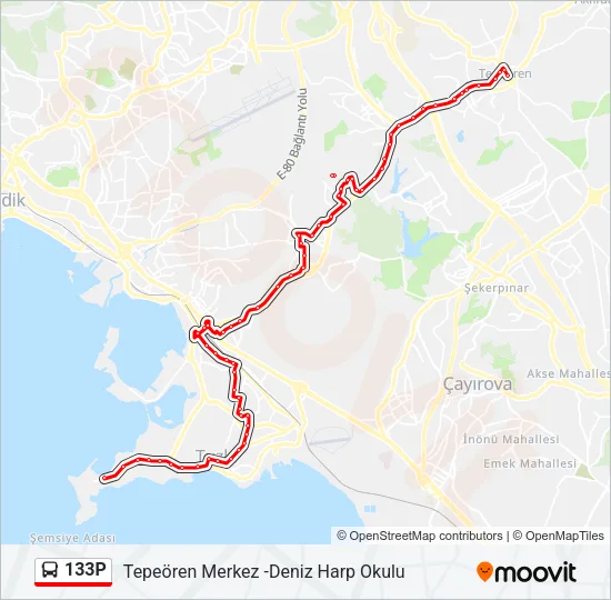 133P Bus Line Map