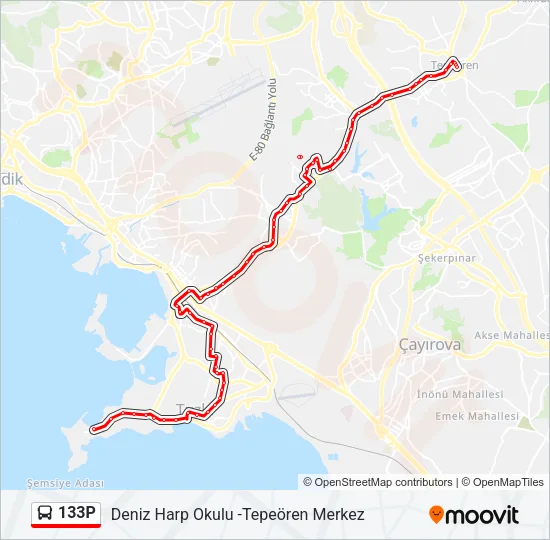 133P Bus Line Map