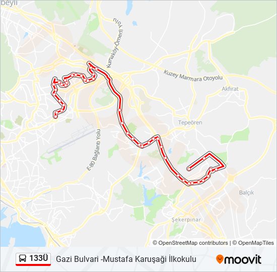 133Ü bus Line Map