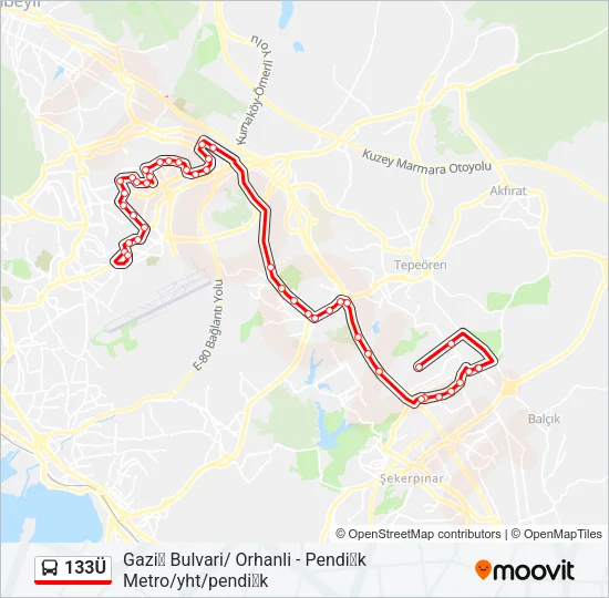 133Ü Bus Line Map