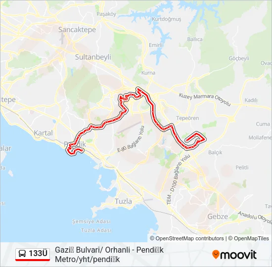133Ü Bus Line Map
