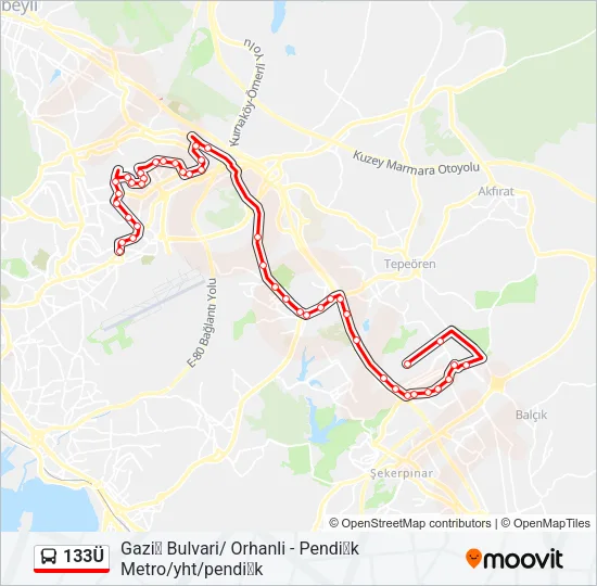 133Ü Bus Line Map