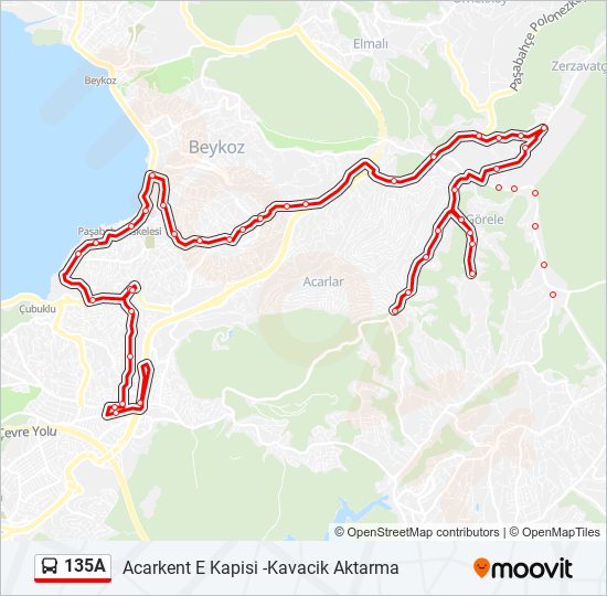 135A bus Line Map