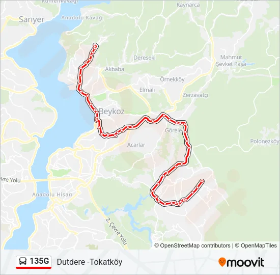 135G Bus Line Map