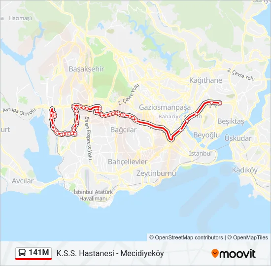 141M Bus Line Map