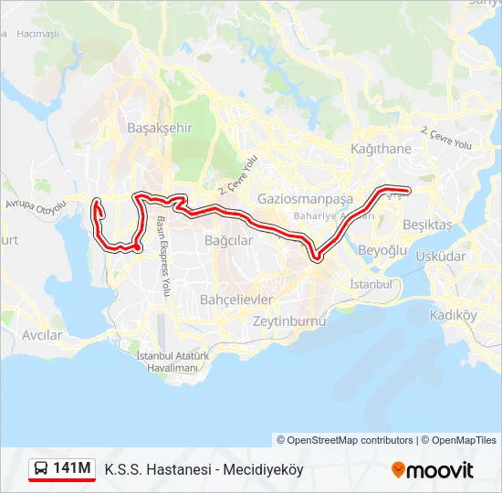 141M Bus Line Map