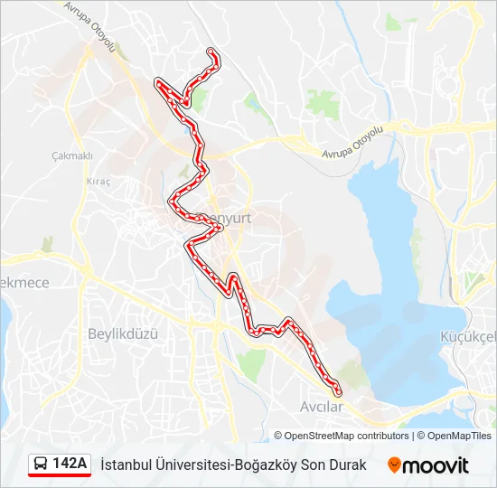 142A Bus Line Map