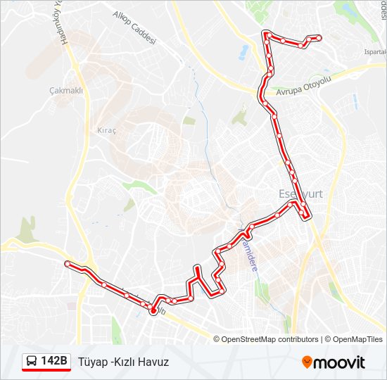 142B Bus Line Map