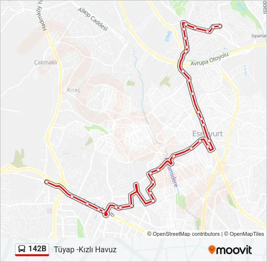 142B Bus Line Map