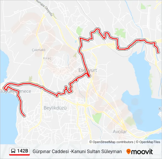 142B Bus Line Map