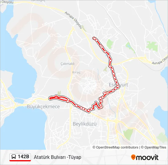 142B Bus Line Map