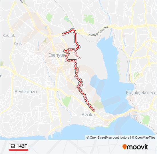 142F Bus Line Map