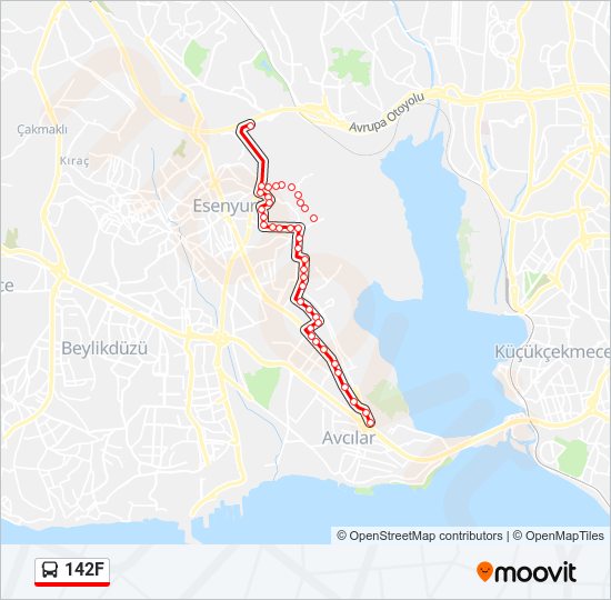 142F otobüs Hattı Haritası