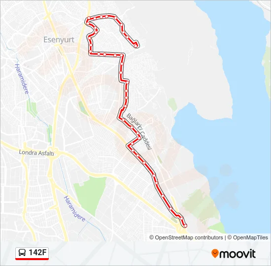 142F Bus Line Map