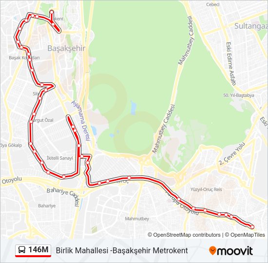 146M otobüs Hattı Haritası