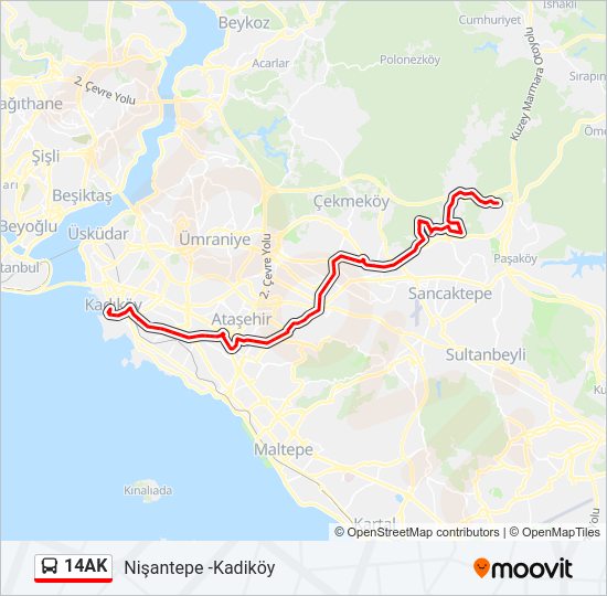 14AK bus Line Map