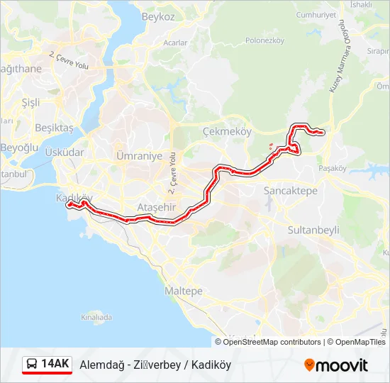 14AK Bus Line Map
