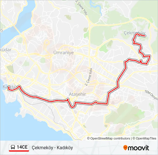 14CE Bus Line Map