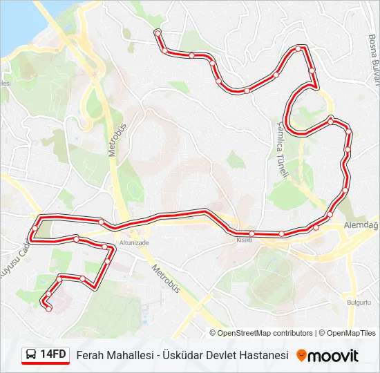 14FD Bus Line Map