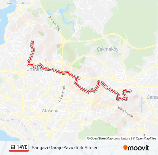 14YE Bus Line Map