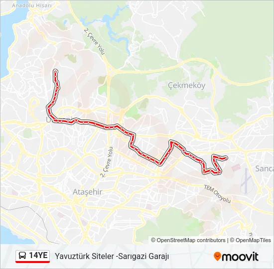 14YE Bus Line Map