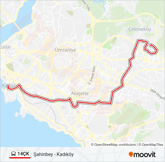14ÇK Bus Line Map